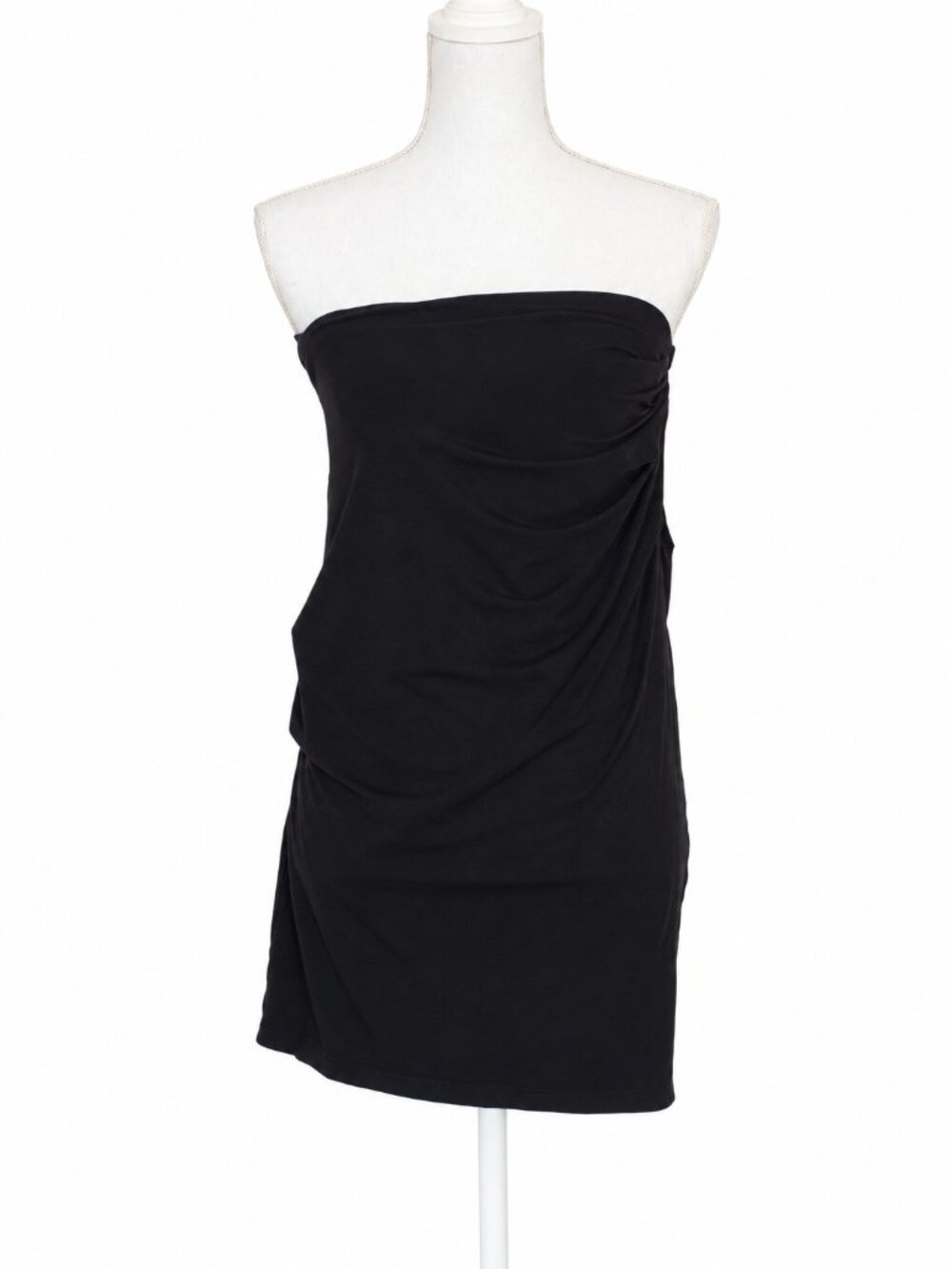 MM LAFLEUR Black Ruched Tube Mini Strapless Draped Party Dress Size M